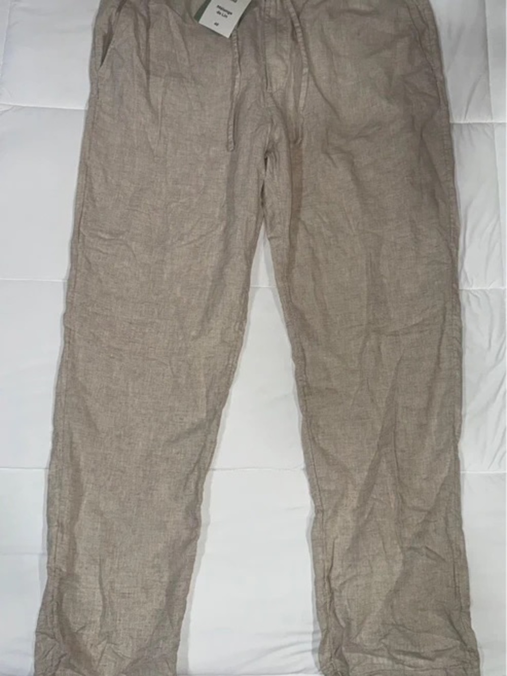 H&M Men's Lightweight Linen Blend Drawstring Pants - Taupe